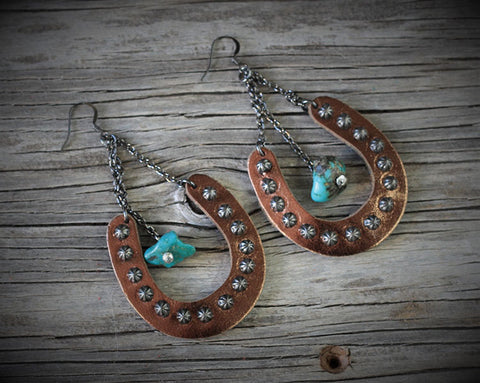 Lady Luck Bronze with Turquoise Earrings