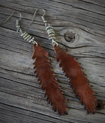 Fringy Brown Feather Earrings