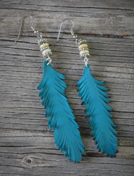 Fringy Turquoise Feather Earrings