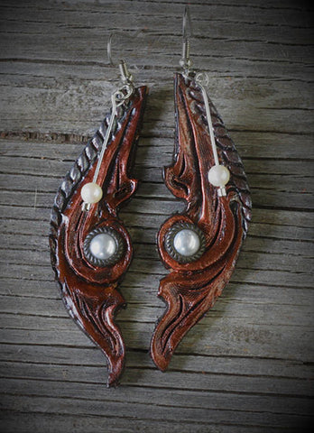 Handtooled Pearl Earrings