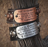 She is Clothed in Strength and Dignity Scripture Bracelet